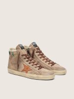 Men's Francy in beige suede with brown leather star and colored beads - Image 2