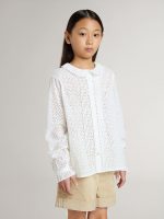 Girls' white broderie anglaise cotton shirt - Image 2