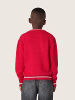 Kids' sweater in red cotton with embroidered logo - Image 6