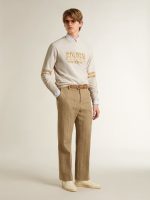 Men's white cotton sweatshirt with front print - Image 3