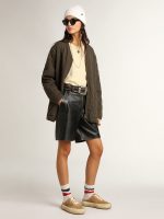 Women's Space-Star Sabot in tobacco-colored suede with perforated star - Image 6
