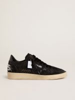 Women's Ball Star in mesh with Swarovski crystals and black laminated leather star and heel tab