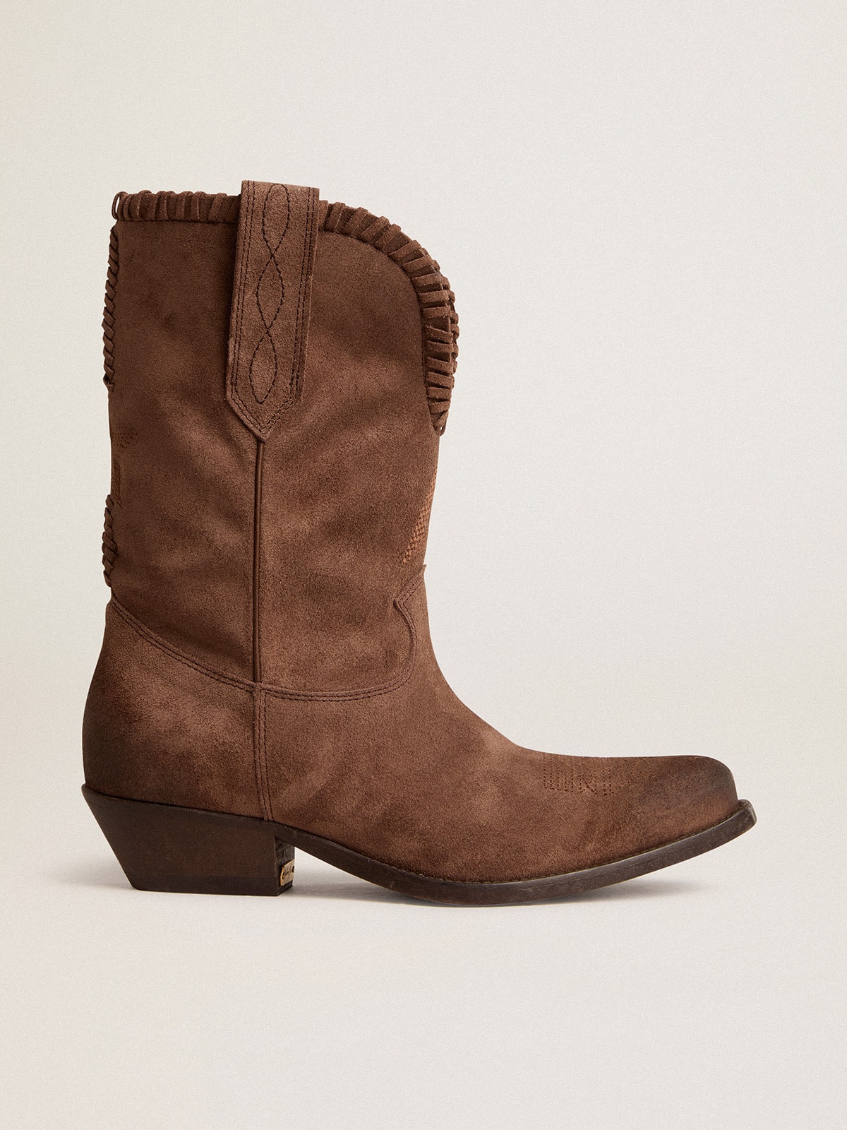 3775a8bc7071e559bbbb2b3f4de621536aaa4d31c7b296eeba79b7f0333b700d Low Women's boots in dark brown washed suede - Image 1