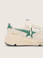 Men's Running Sole in cream nylon and leather with green leather star - Image 4