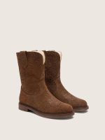 Young Wish Star boots in brown suede with raised floral pattern - Image 2