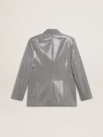 Double-breasted wool boyfriend jacket in micro houndstooth and sequins - Image 7