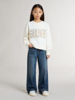 Girls' white sweatshirt with multicolor Golden writing on the front - Image 3