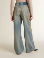 Women's boyfriend jeans with a lived-in effect sand wash and studs - Image 4