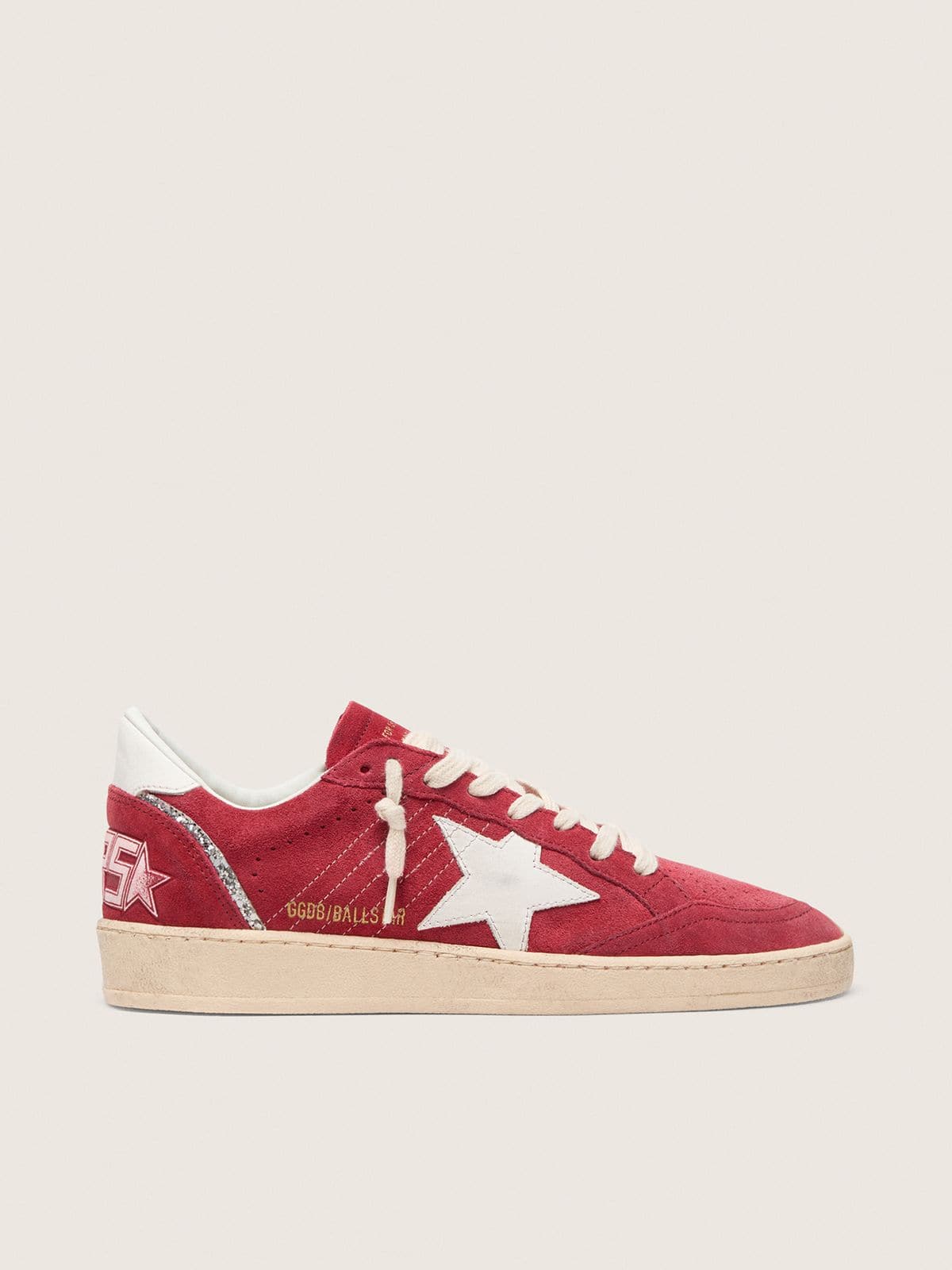 38641cd8d13f3bd66caf1422cdfdc1c0d5a84bae463b9e56784fe9957b6cae03 Women's Ball Star in red suede with white leather star and heel tab - Image 1