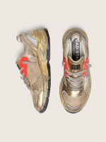 Women's Dad-Star in gold laminated leather and mesh with white leather star and gold leather heel tab - Image 3