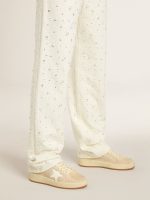 Women's Ball Star in beige suede with white leather star and heel tab - Image 3