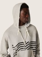 Unisex hooded sweatshirt in gray cotton with vintage flag print - Image 4