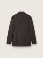 Men's single-breasted blazer in dark brown wool with thin stripe pattern - Image 2