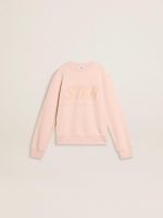 Girls' pink-colored sweatshirt with pink front lettering
