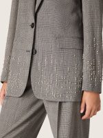 Women's jacket in gray Prince of Wales check with crystal embroidery - Image 4