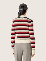 Women's cropped polo sweater in striped crochet cotton - Image 6