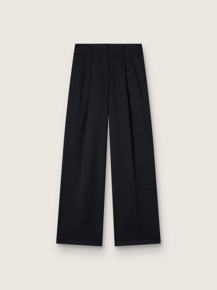 Women's black wool gabardine pants