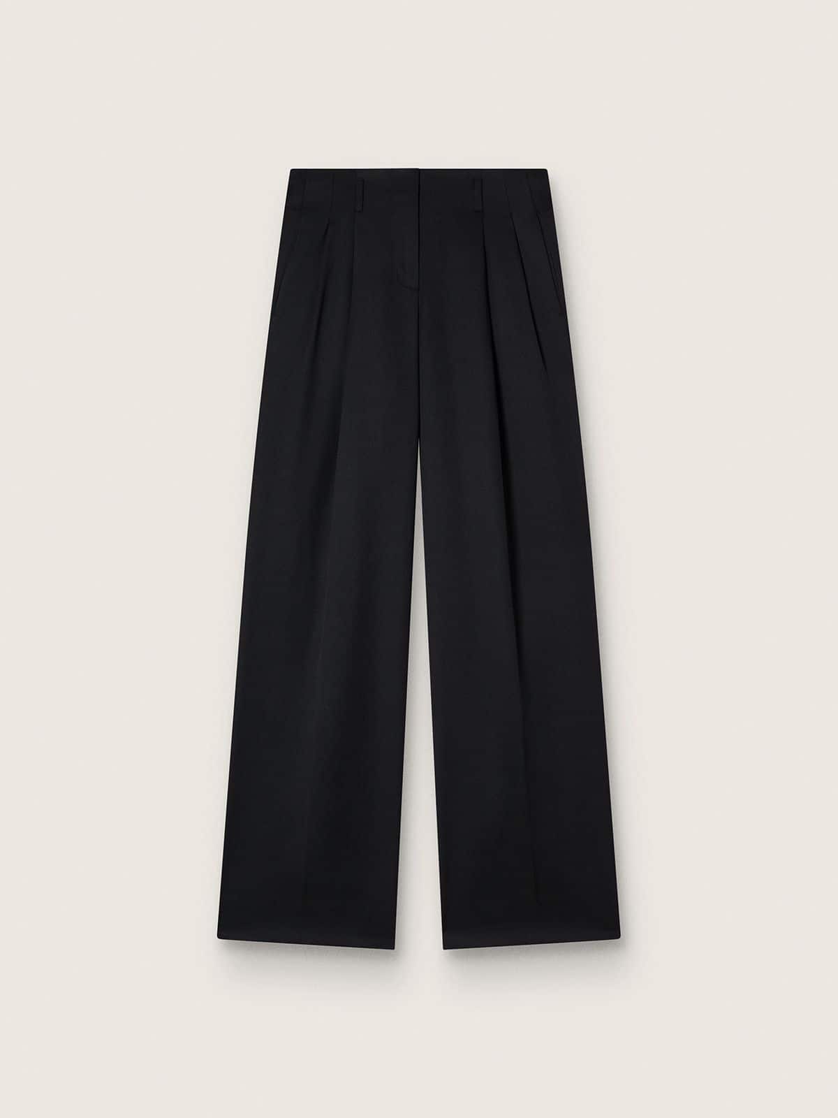 3ac7e7e236f8c47799b0a522733f1d450b3b3b26872480c7816d51de1256e344 Women's black wool gabardine pants - Image 1