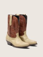 Women's Wish Star low boots in beige and brown leather with embroidery - Image 2