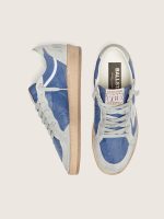 Women's Ball Star in denim-blue nylon with light gray suede inserts and metallic silver leather star - Image 3