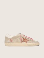 Women's Super-Star LTD in pearl suede with brick-red star and embroidery