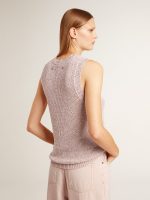 Mesh knit top with sequins and contrasting details - Image 4