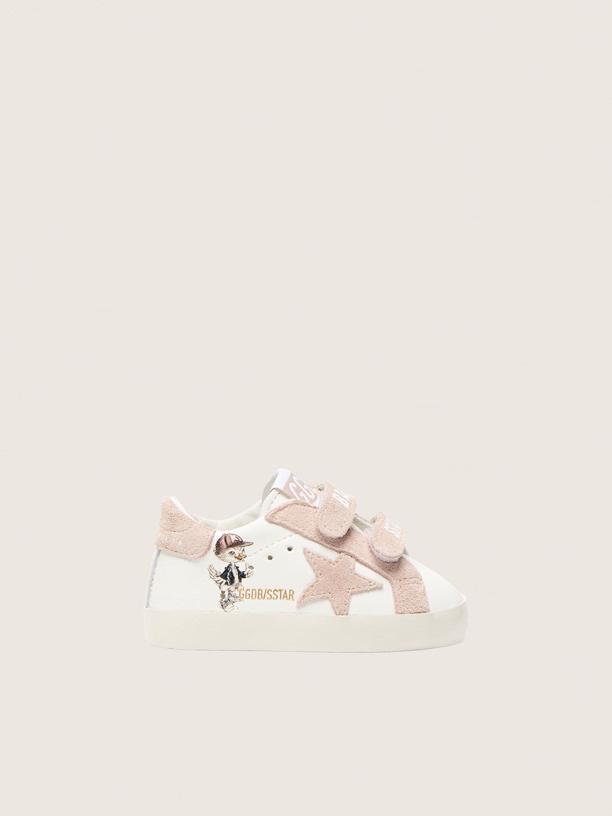 3be59b50884490bc8da8cd84f8f8b31832994bcff97cab991a657cc288193500 Baby School in nappa with pink suede star and mascot print - Image 1