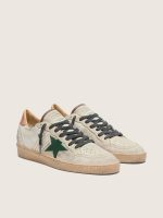 Men's Ball Star LTD in white pony skin and gray suede with green star - Image 2