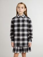 Kids' black and white checked shirt with white embroidery - Image 2
