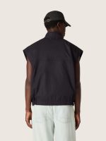 Men's vest in dark blue cotton twill with zip and flag print label - Image 6