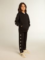 Boys' hooded sweatshirt in black with contrasting silver stars - Image 3