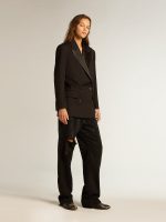 Women's tuxedo jacket in black wool gabardine - Image 3