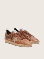 Men's Ball Star in brown leather with beige suede star and beads - Image 2