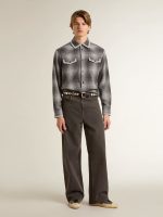 Men's gray shirt with white embroidery - Image 3