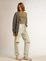 Women's olive green T-shirt with Golden lettering - Image 3
