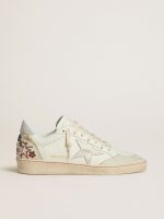 Women's Ball Star in leather with platinum suede star and multicolor floral embroidery