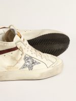 Mid Star in white nappa leather with silver glitter star - Image 3
