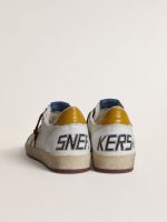 Men's Ball Star in white nappa leather with yellow animal-print leather star and heel tab - Image 4