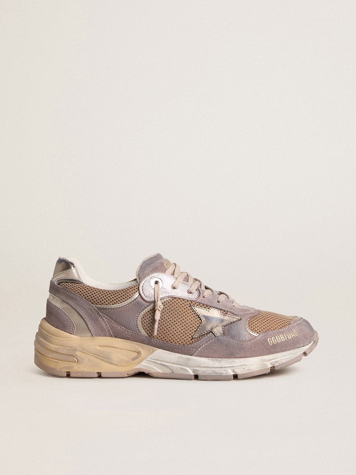 3eff2c5d8ee254ffd0eb86f5d60731ba9a3e969ae7f924abea1eb827d2b16979 Women's Dad-Star in lilac suede and mesh with laminated leather star and heel tab - Image 1