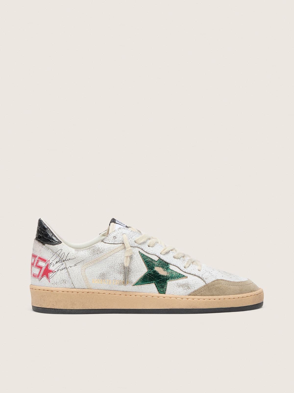 3f080fed734f8c8d203e0321f607e2868b23d38f22e3c448b3737fb2d23d4c37 Men's Ball Star with metallic leather star and gray leather heel tab - Image 1