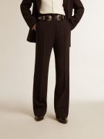 Women's soft dark blue pants in wool blend - Image 3