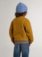 Kids' wool bomber jacket in ochre yellow with patch - Image 4