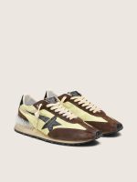 Men's Marathon in lime-green nylon with black star and brown suede inserts - Image 2