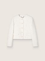 Women's boxy jacket in boucl�� cotton with all-over beads