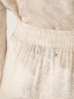 Women's pants in ivory silk blend jacquard satin - Image 4