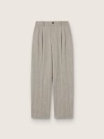 Men's pants in ecru pinstripe micro-chevron wool
