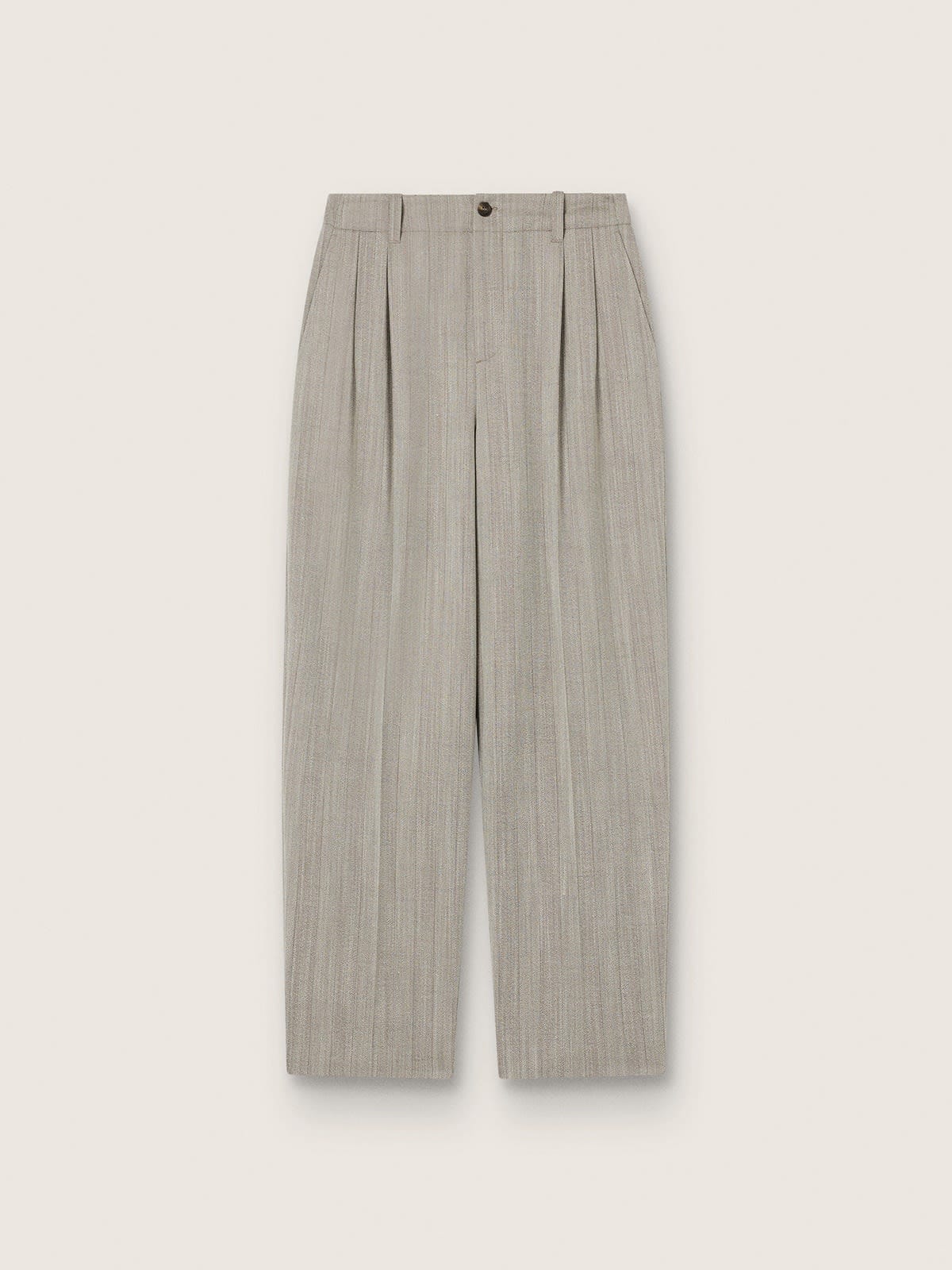 40422c2912c924bf0c2f491fda6706c6ef1c03fa3281cb5b673ea22eded39503 Men's pants in ecru pinstripe micro-chevron wool - Image 1