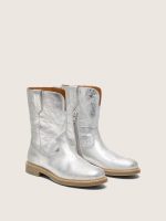 Junior Wish boots in silver metallic leather with star embroidery - Image 2