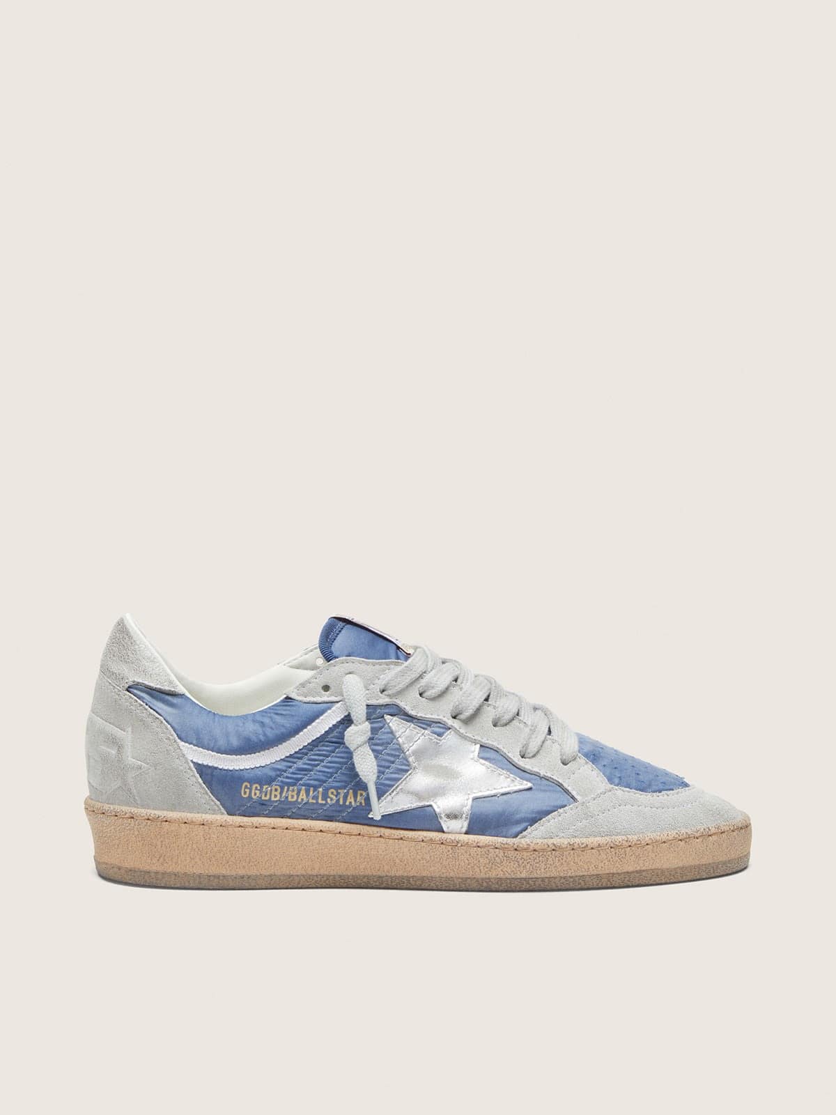 407cd12ab6be33d862328d2becb0bd6d19fdf85dc7549d26068e2e8b6db10587 Women's Ball Star in denim-blue nylon with light gray suede inserts and metallic silver leather star - Image 1