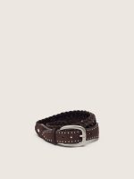 Houston belt in woven mahogany suede with silver micro-studs